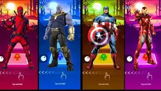 Deadpool 🆚Thanos 🆚 Captain America 🆚 Iron Man, Tiles Hop DANCE Battle! 🎮🕺