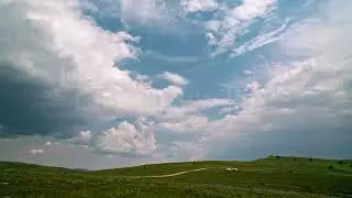 8K Stock Video - Storm moving over green meadow on Skyline Drive