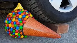 Experiment Car vs M&M ICECREAM vs Watermelon vs Jelly | Crushing Crunchy & Soft Things by Car