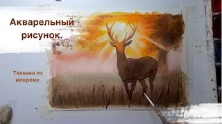 Акварельный рисунок-открытка. Украшаю глиттером.