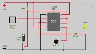 Simple Touch Sensor Switching Circuit using IC 555