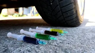 Experiment Car vs  Needles & Syringes Colored Toys ASMR Crushing crunchy & soft things by car