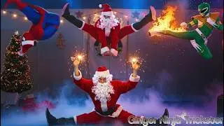 CRAZY SANTA & FRIENDS in Real Life (Spiderman & Green Ranger) | Flips & Kicks