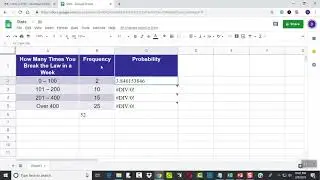 Google Sheets - Building a Probability Model From a Frequency Distribution