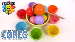 Aprenda Cores 🎨 com Bolas 🔵 e copos de arco-íris  | Vídeos educativos para crianças
