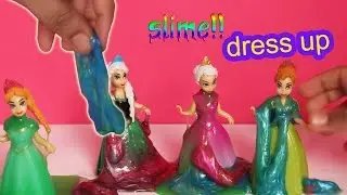 Slime!Disney Frozen Elsa Anna Dressup | Glitter Putty Goo Dresses for Frozen Elsa Anna