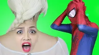 Frozen Elsa's FACE STUCK on HER BACK! w/ Spiderman, Maleficent, Hulk & Venom in Real Life