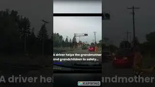 Grandmother and children reach safety just before train hits their van!