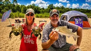 Tent Camping on a Massive River Sandbar! We Caught Our Dinner!