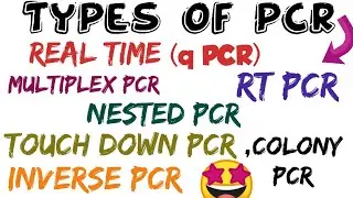 Different Types of PCR (real time, multiplex, nested, touchdown, inverse, colony pcr, RT pcr ) 🤩