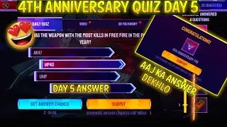today 4th anniversary quiz day 5 free fire new event free fire anniversary quiz answer 24 august ff