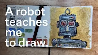 A robot teaches me to draw.