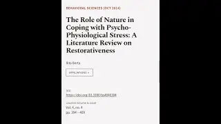 The Role of Nature in Coping with Psycho-Physiological Stress: A Literature Review on... | RTCL.TV