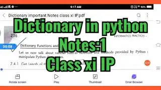 Dictionary in python  Notes:1 Class xi IP