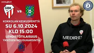 GBK - Tampere United su 6.10.2024 |  Ykkösen nousukarsinnan lehdistötilaisuus