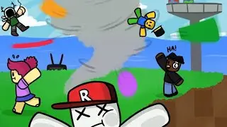 Trying to survive natural disasters in ROBLOX .