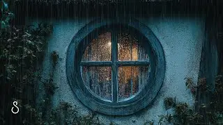 Heavy Rain Drops On Holiday Cottage Window 💧 Black Screen ⚫ Sleep In Series