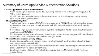 Overview of Azure App Service Authentication Solutions