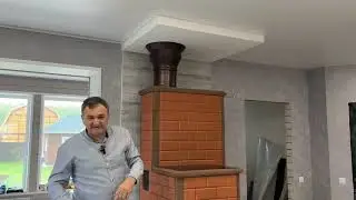 A stove and suspended ceiling in a country house