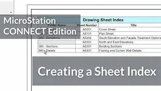 MicroStation CONNECT Edition: Creating a Sheet Index in MicroStation