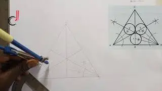 easy way to inscribe three circle in an equilateral triangle to touch one side of the triangle