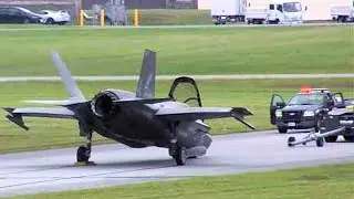 F-35B USMC in Japan Being Towed Nose Wheel Collapse