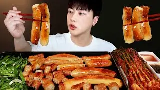 SUB)Giant whole tripe mukbang! with Spicy kimchi, Fire noodles🔥 | mukbang asmr