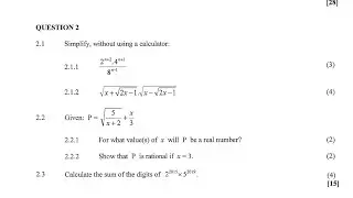 Grade 11 Mathematics Paper 1 Nov 2015  (Question 2 Answered)