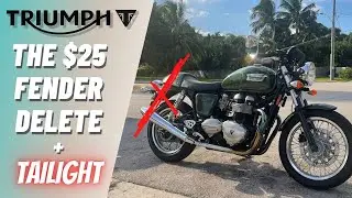 Triumph $25 Fender Delete and light! EASY DIY! T100 Thruxton, Scrambler, Bonneville Motorcycle