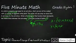 Algebra 1 Domain and Range of Real-world Situations