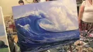 Sea, wave in oil, learn to paint in oil, Sakharov