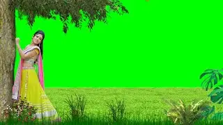 The tree leaves are falling beautiful girl green screen video