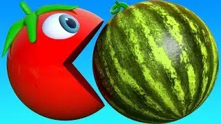Learn Colors with PACMAN and Farm Bunny Mold Watermelon Tomato Street Vehicle for Kid