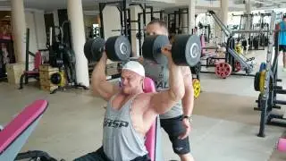 Awesome dumbbell seated press with 48kg x11 reps