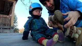 English learning/19months old baby girl learning to ski and wants milk
