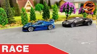 Epic 1/64 Scale Street Race: 18 Model Cars Battle with Realistic Sound Effects