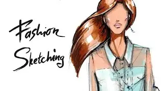 Fashion sketch. Джинса и шиффон в динамике.