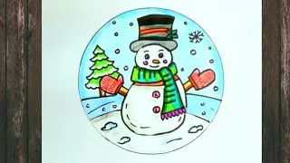 How to draw Snowman easy / Snowman drawing and colouring / Snowman drawing easy
