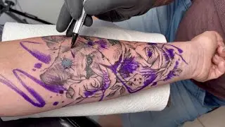 Wolf tattoo | Freehand colors | Time lapse