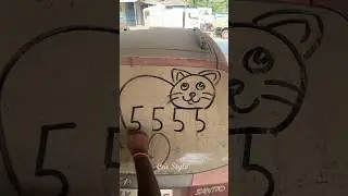 Draw a cat using 5555 #Art #chandanartacademy #Shorts