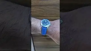 omega watch strap. Blue suede leather strap for omega seamaster. 