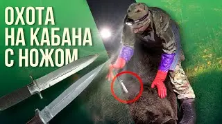Hunting with a knife for a wild boar