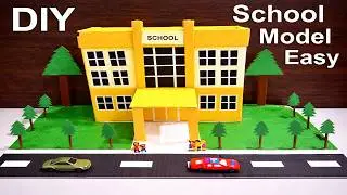 My SCHOOL Building MODEL (3d)  Making Using CardBoard | DIY project  | science project | howtofunda