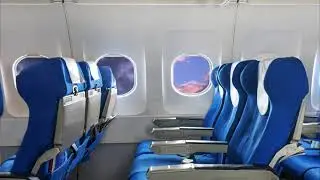 Футаж салона самолета  летящего  в небе .