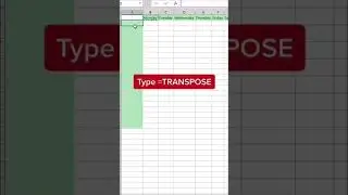 How to transpose data in Excel using =TRANSPOSE