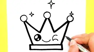 How to draw a Supper Cute Crown Step by step very easy, Draw cute things