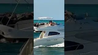 Million dollar yacht leaving Haulover Inlet