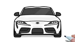 How to draw a TOYOTA SUPRA A90 easy / Drawing toyota gr supra mk5 front view