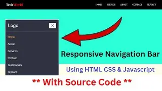 Responsive Navigation Bar using HTML CSS & JavaScript