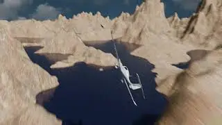 DA 40 flying over lakes animation test